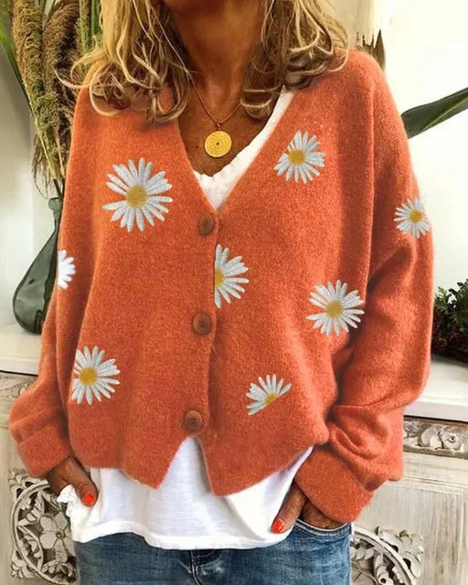 Clara | Élégant Cardigan Femme Brodé à Fleurs pour Automne 4