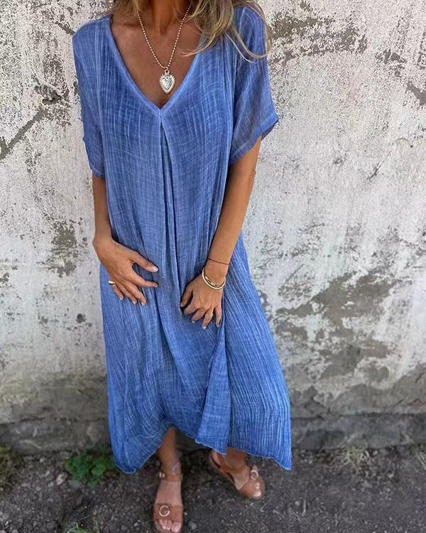 Clara | Robe Femme Fluide Mi-Longue à Col en V Élégante et Confortable 6