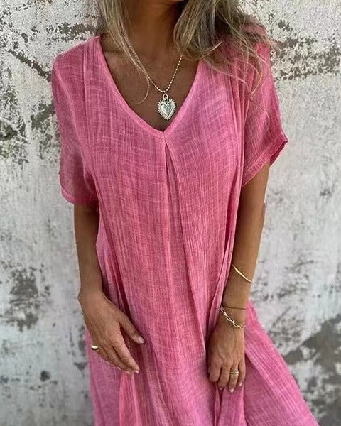 Clara | Robe Femme Fluide Mi-Longue à Col en V Élégante et Confortable 8
