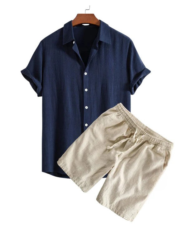 Élias | Ensemble Été Homme en Lin avec Chemise Courte et Short Décontracté 1