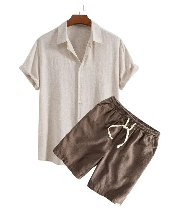 Élias | Ensemble Été Homme en Lin avec Chemise Courte et Short Décontracté 2