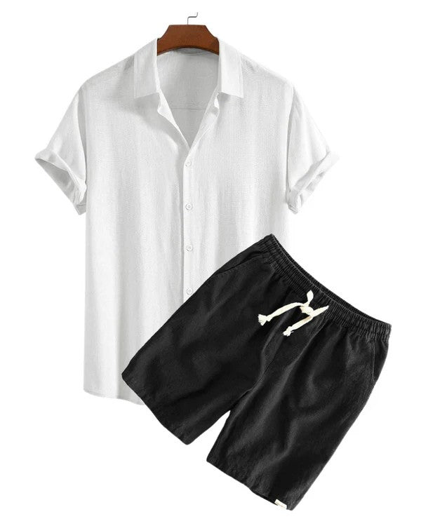 Élias | Ensemble Été Homme en Lin avec Chemise Courte et Short Décontracté 3