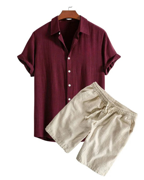 Élias | Ensemble Été Homme en Lin avec Chemise Courte et Short Décontracté 4