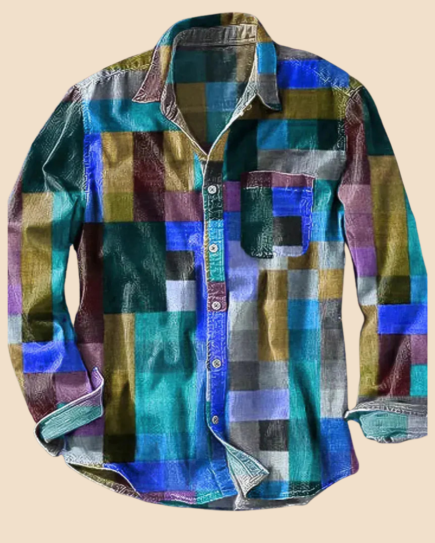 Léa | Chemise Vintage à Manches Longues avec Motif Arc-en-Ciel Rétro 2