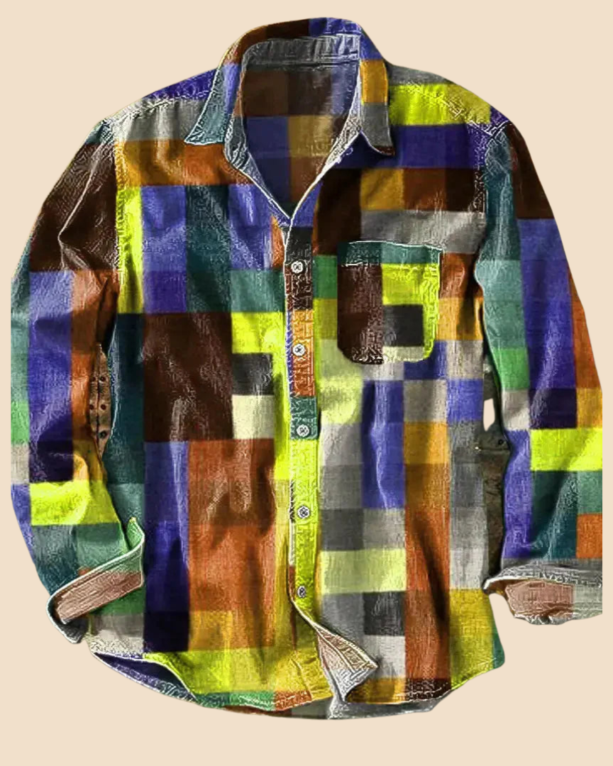 Léa | Chemise Vintage à Manches Longues avec Motif Arc-en-Ciel Rétro 4