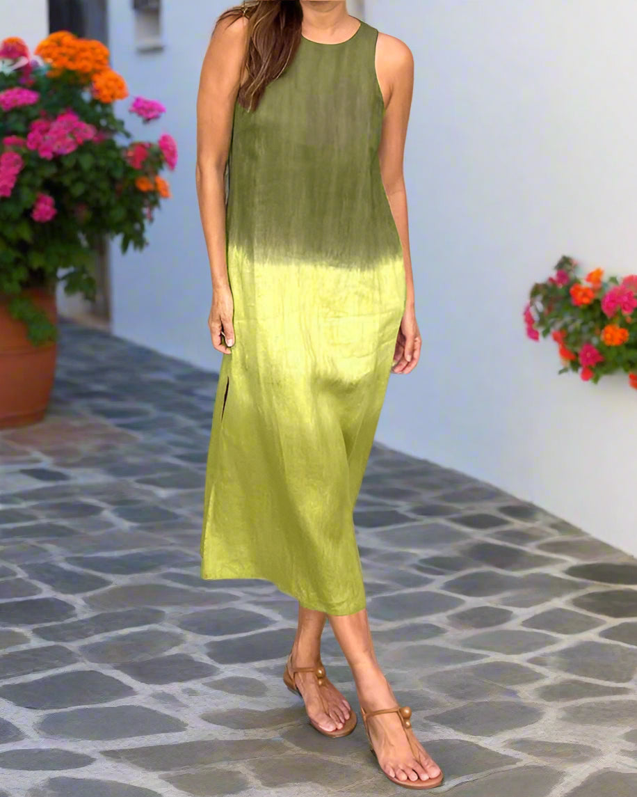 Léa | Robe longue sans manches en lin mélangé dégradé pour femme 5