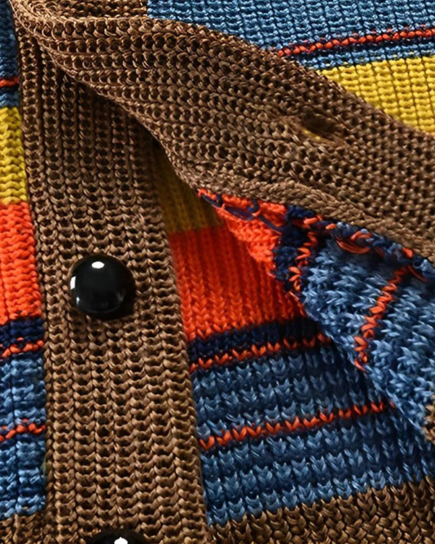 Léland | Cardigan Homme Rétro à Rayures Audacieuses et Col Châle 6