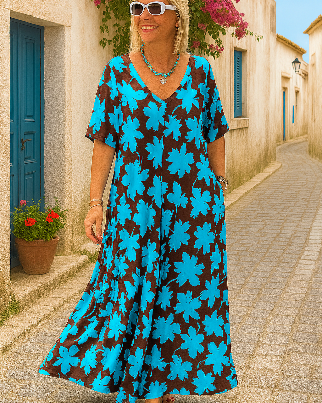 Lena | Robe Longue Fluide à Fleurs pour Femme 1