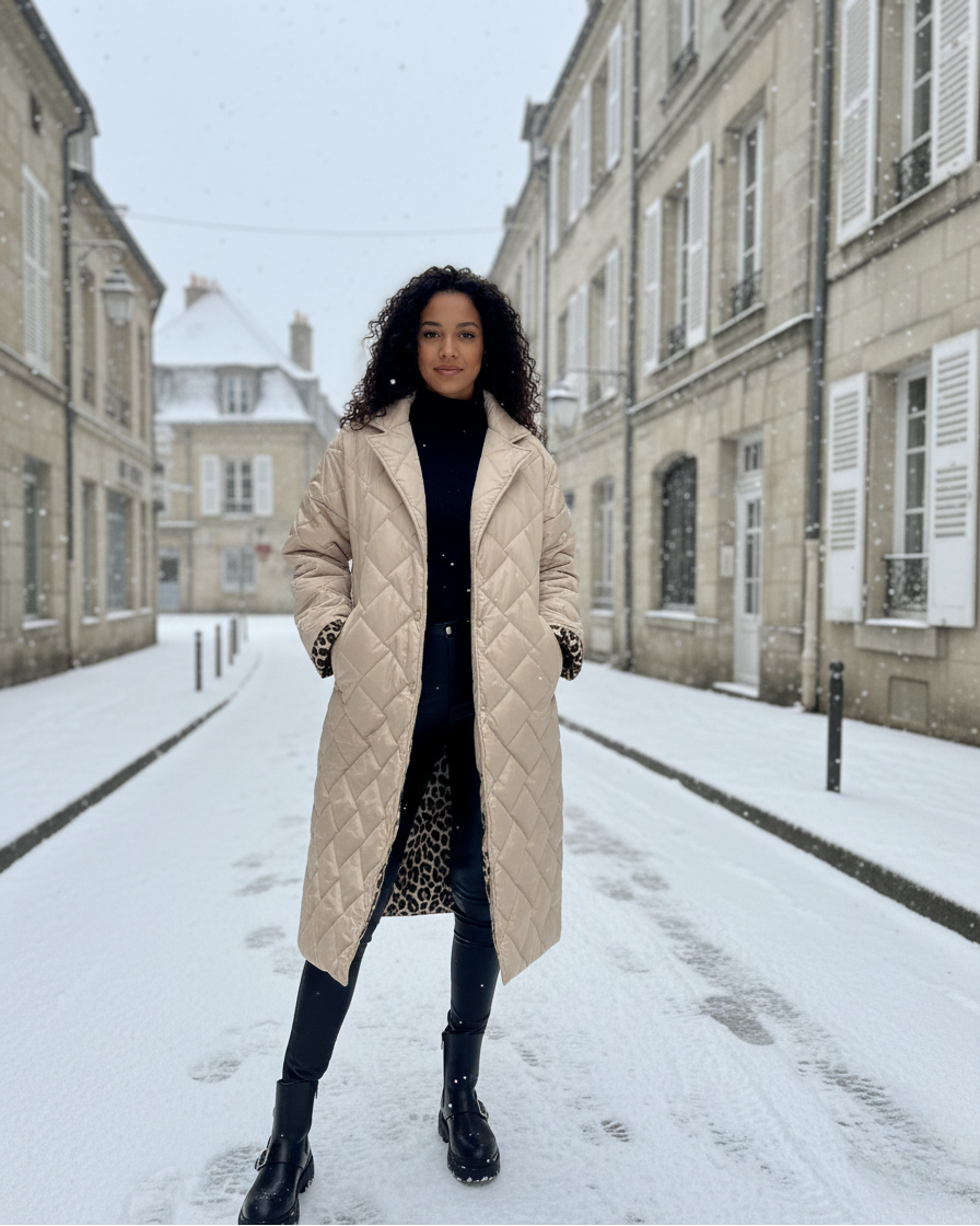 Chloé | Manteau Long Matelassé Femme Élégant et Confortable pour Hiver