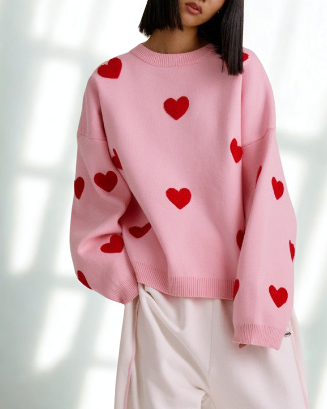 Mila | Pull Femme avec Imprimé Cœur Unique et Confort Optimal