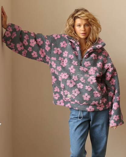 Florence | Pull Floral Doux en Pile pour Femme avec Manches Longues