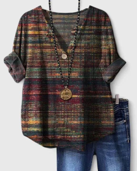 Camille | Blouse Femme Chic à Manches Trois Quarts avec Imprimé Tendance 0