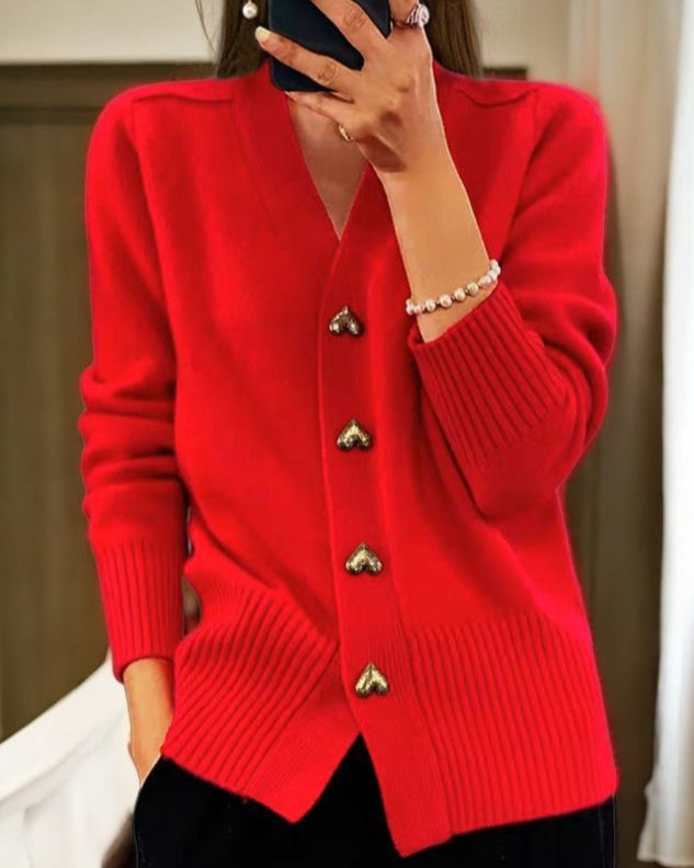 Camille | Gilet Sans Manche Femme Doux avec Boutons en Forme de Cœur 3