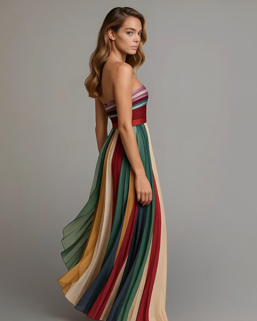 Camille | Robe Longue Femme Élégante Plissée pour Soirée d'Été 2
