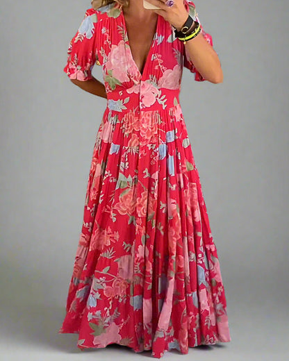 Camille | Robe Longue Femme Fluide à Fleurs Pour Un Été Élégant 0