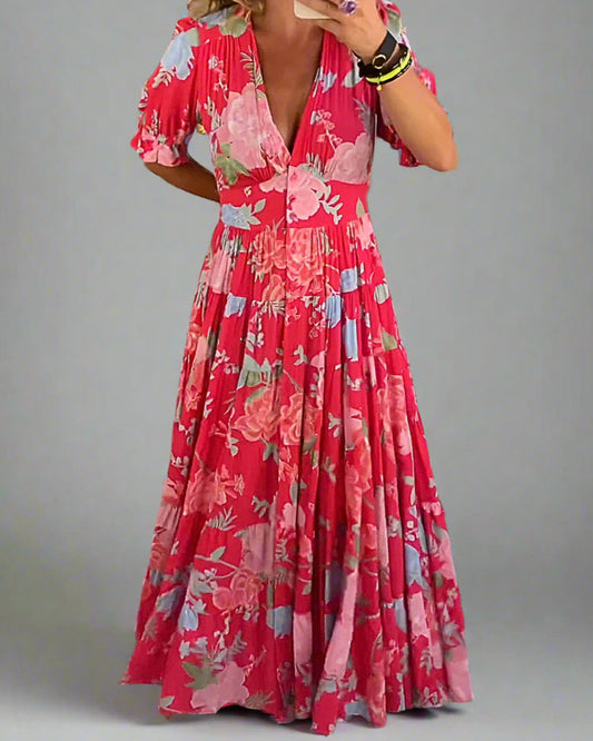 Camille | Robe Longue Femme Fluide à Fleurs Pour Un Été Élégant 0