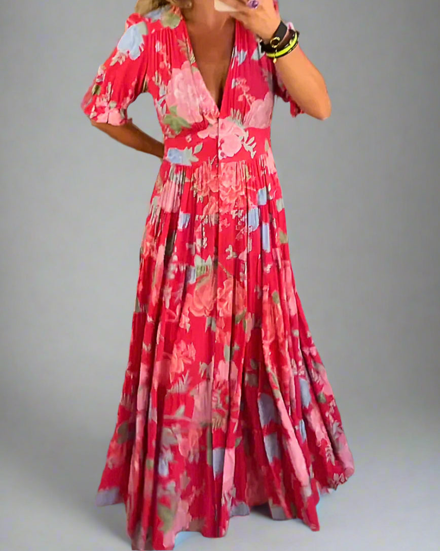 Camille | Robe Longue Femme Fluide à Fleurs Pour Un Été Élégant 1