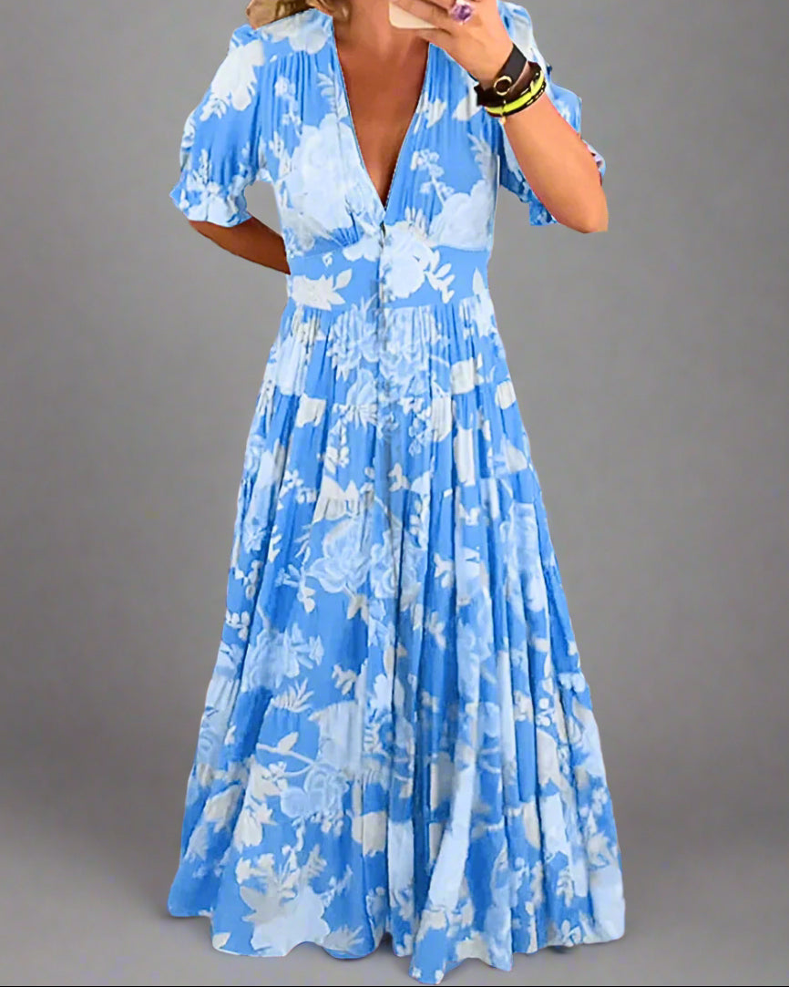 Camille | Robe Longue Femme Fluide à Fleurs Pour Un Été Élégant 4