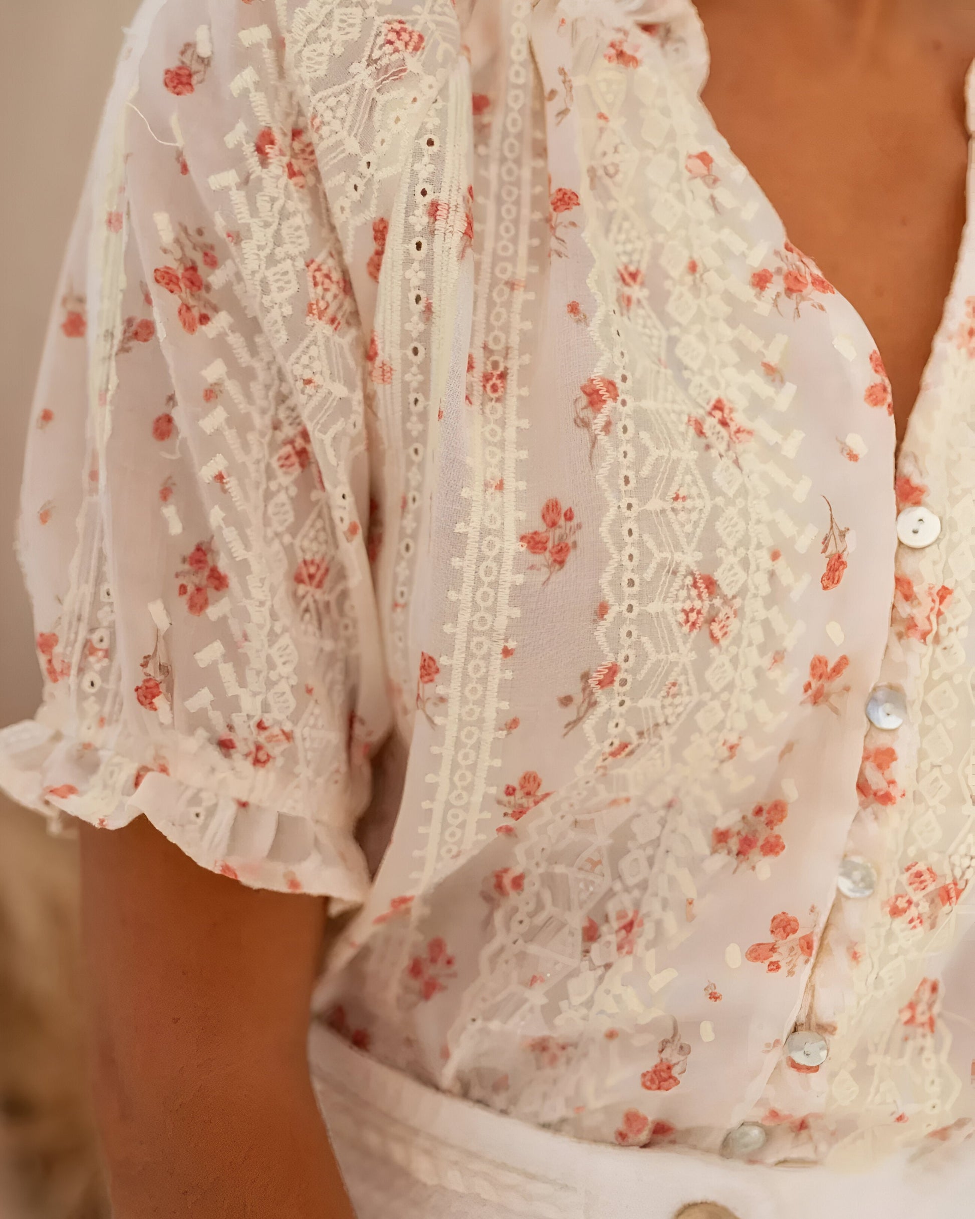 Clara | Chemisier d'été fleuri à manches courtes pour femme 3