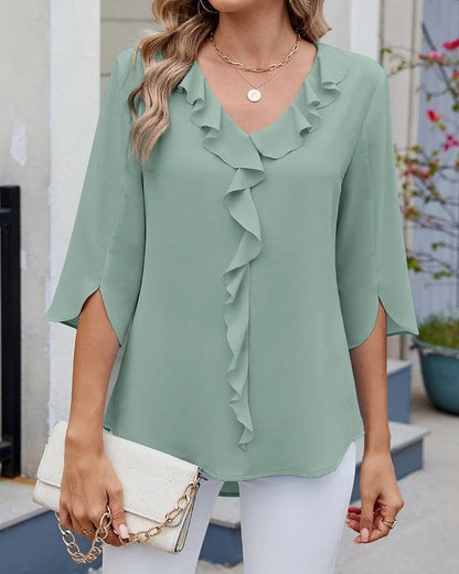 Clara | Élégante Blouse Femme Blanche Décontractée pour Un Look Chic 0