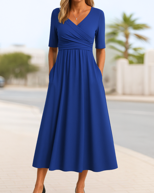 Clara | Élégante Robe Portefeuille à Manches Courtes pour Femme 0