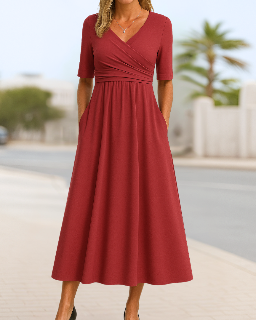 Clara | Élégante Robe Portefeuille à Manches Courtes pour Femme 1