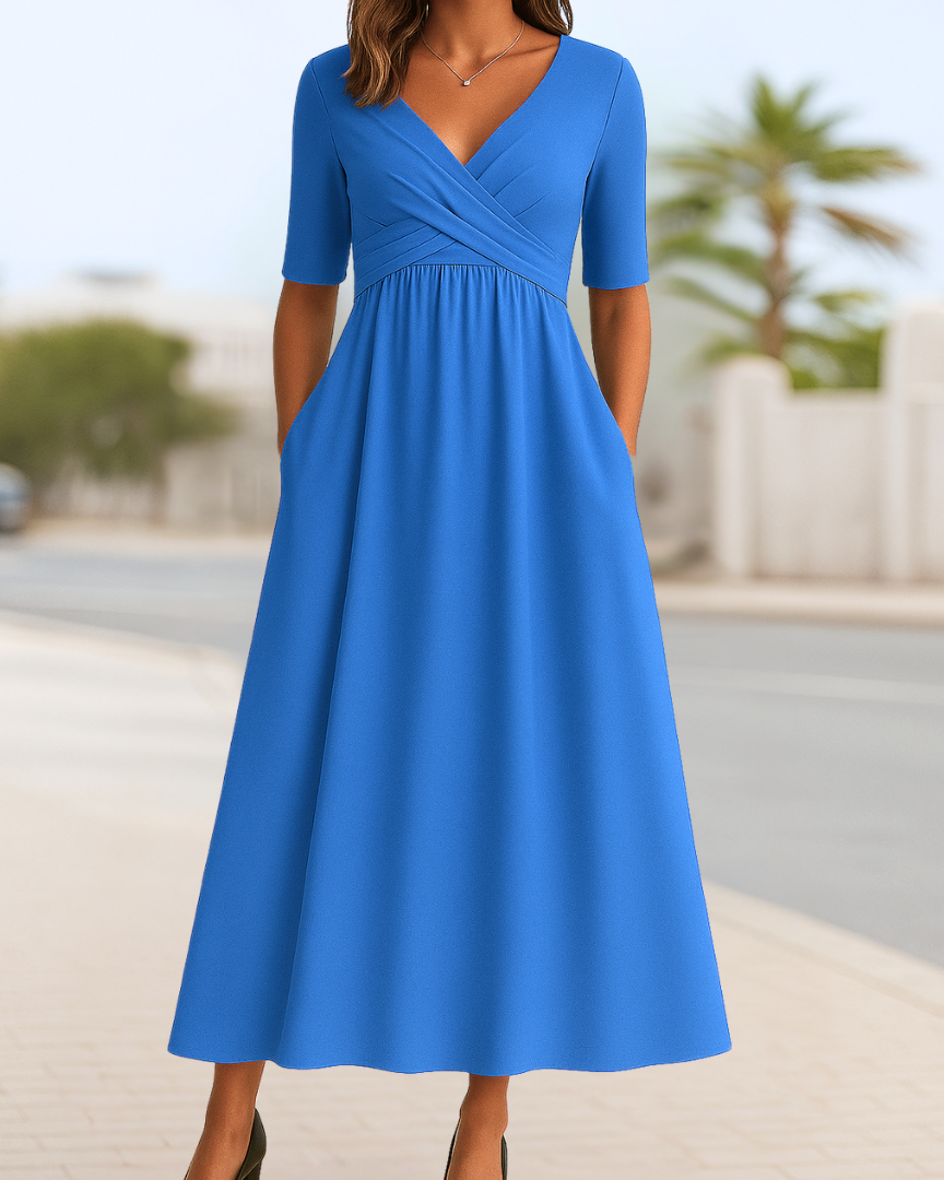 Clara | Élégante Robe Portefeuille à Manches Courtes pour Femme 3