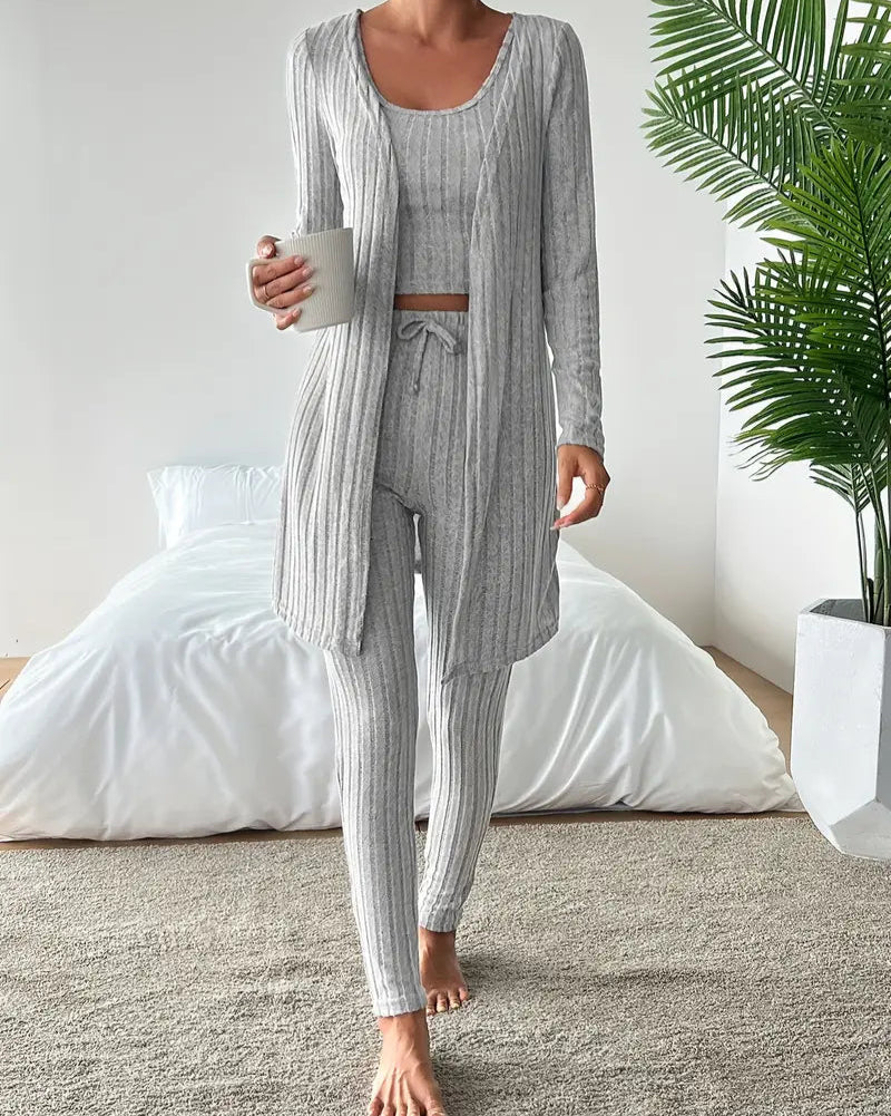 Clara | Ensemble Tailleur Femme Tricot Côtelé Élégant 3 Pièces 0