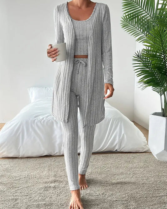Clara | Ensemble Tailleur Femme Tricot Côtelé Élégant 3 Pièces 0