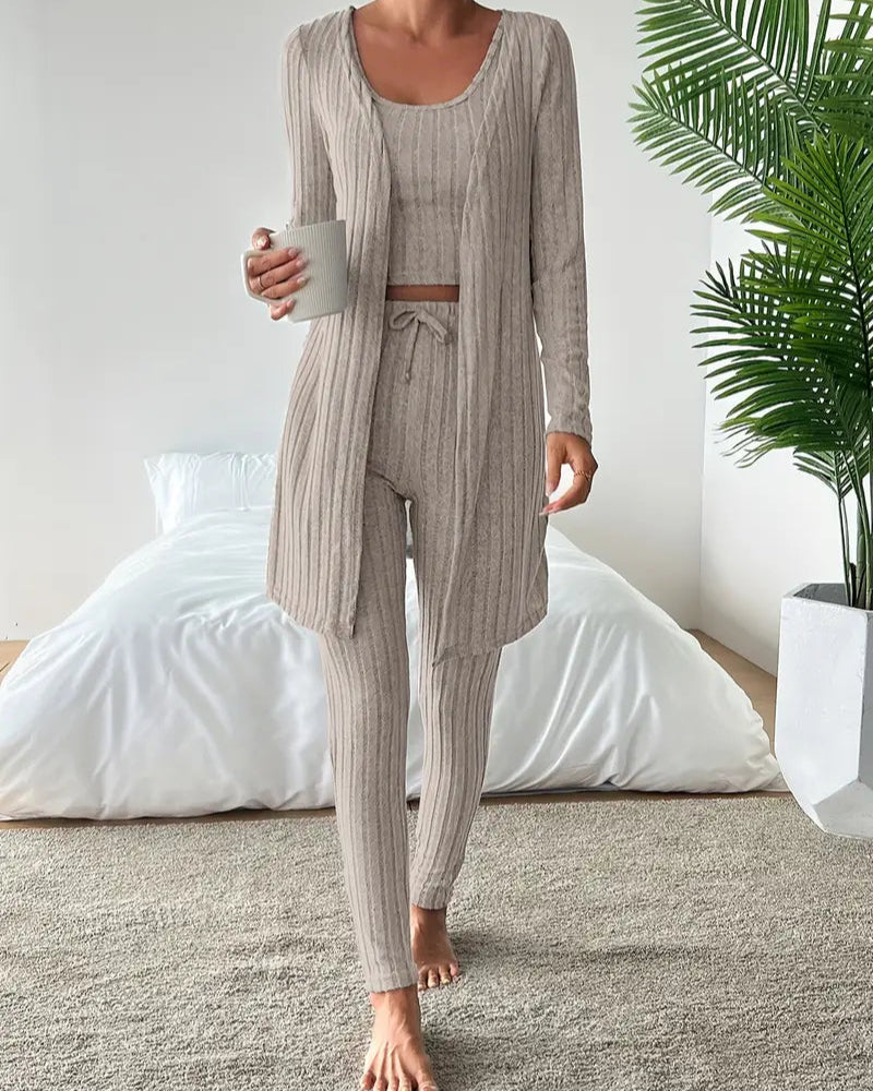 Clara | Ensemble Tailleur Femme Tricot Côtelé Élégant 3 Pièces 11