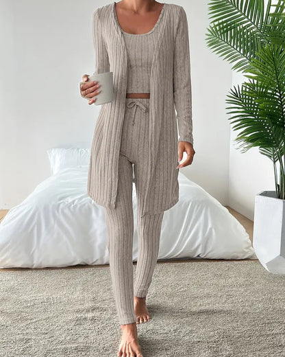 Clara | Ensemble Tailleur Femme Tricot Côtelé Élégant 3 Pièces 11