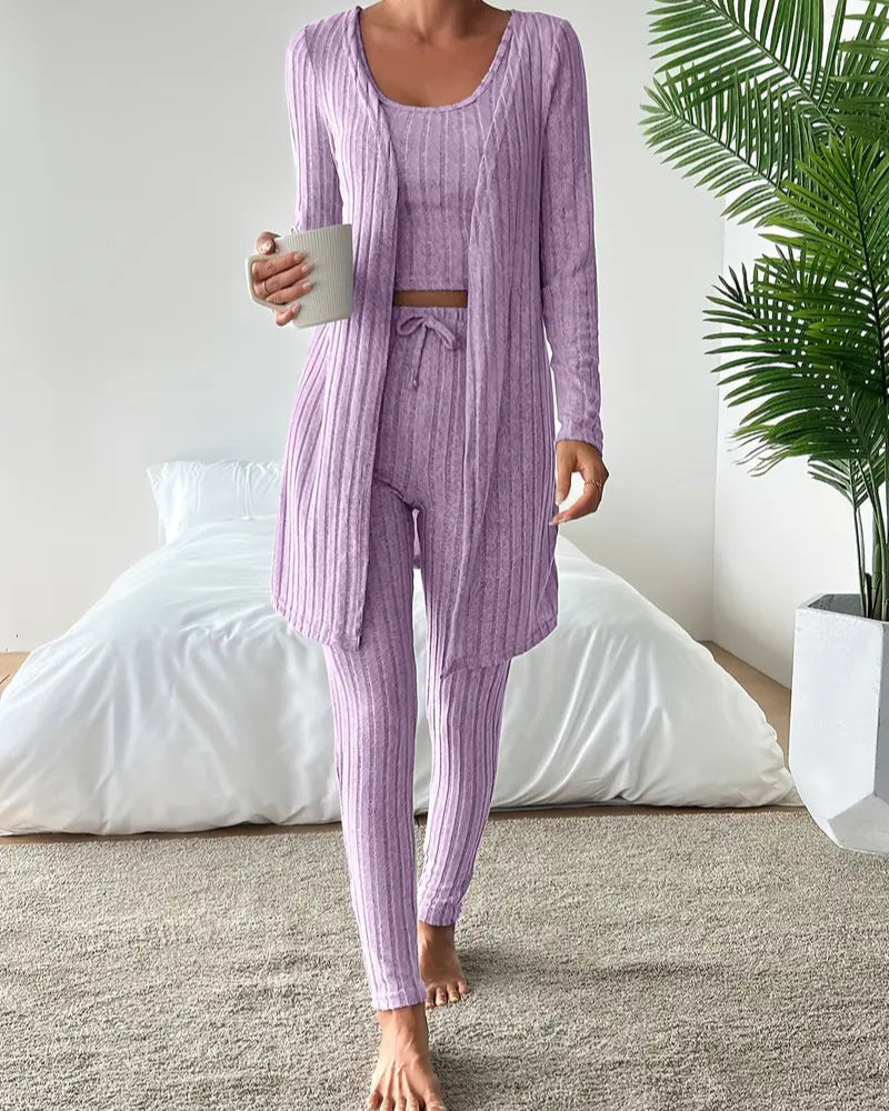 Clara | Ensemble Tailleur Femme Tricot Côtelé Élégant 3 Pièces 12