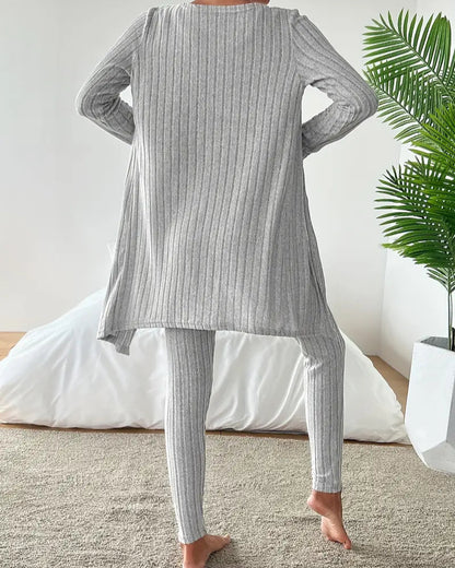 Clara | Ensemble Tailleur Femme Tricot Côtelé Élégant 3 Pièces 2
