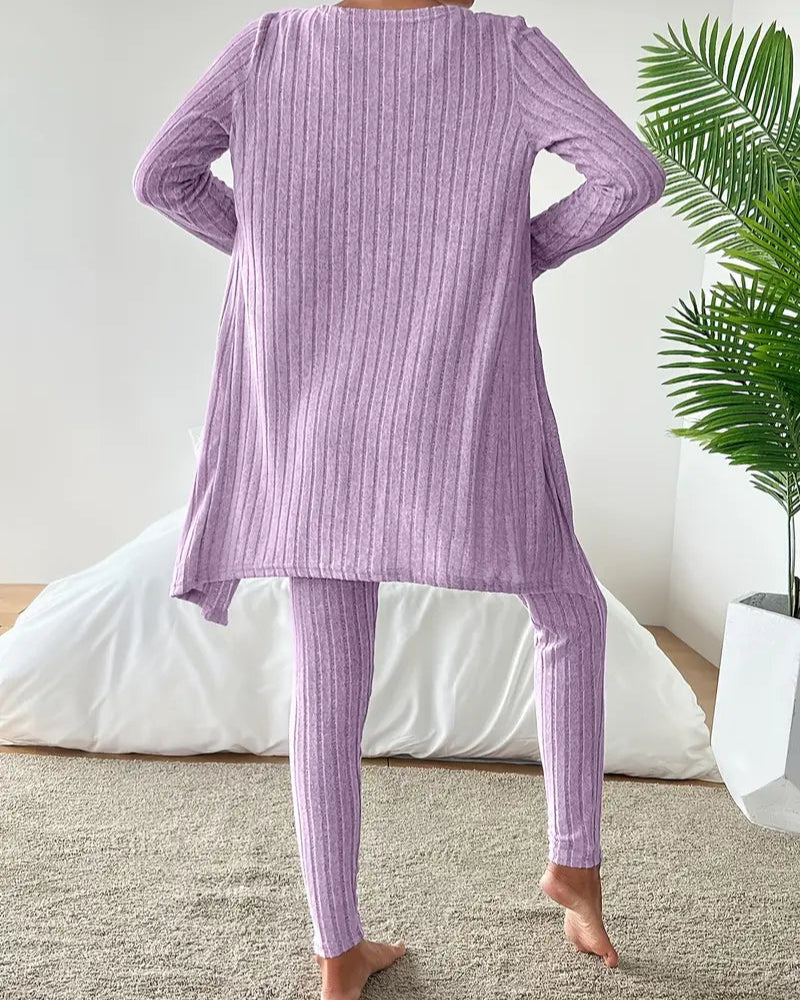 Clara | Ensemble Tailleur Femme Tricot Côtelé Élégant 3 Pièces 7