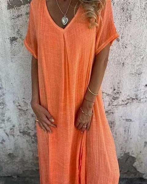 Clara | Robe Femme Fluide Mi-Longue à Col en V Élégante et Confortable 0