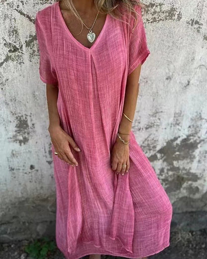 Clara | Robe Femme Fluide Mi-Longue à Col en V Élégante et Confortable 2