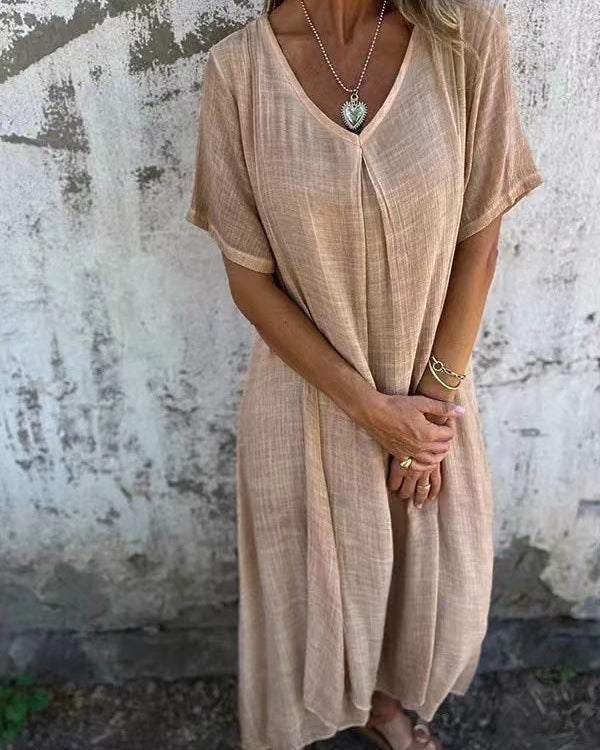 Clara | Robe Femme Fluide Mi-Longue à Col en V Élégante et Confortable 4