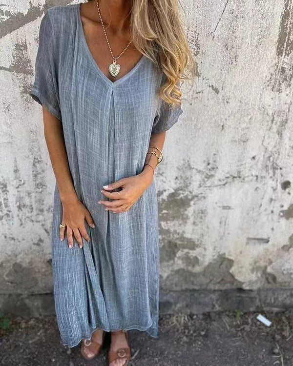 Clara | Robe Femme Fluide Mi-Longue à Col en V Élégante et Confortable 5
