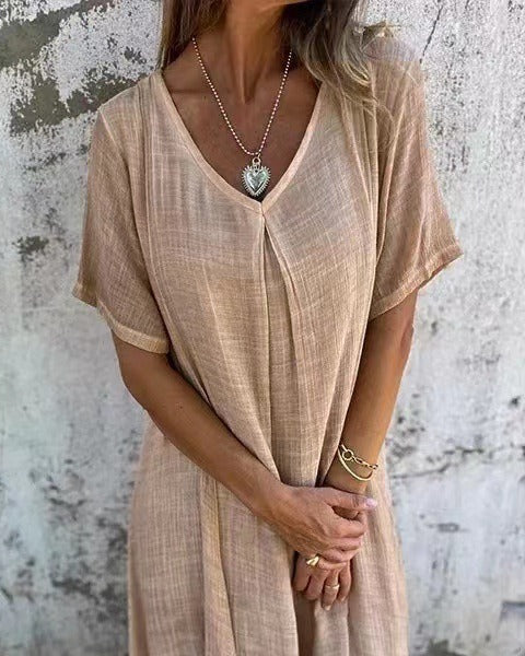 Clara | Robe Femme Fluide Mi-Longue à Col en V Élégante et Confortable 7