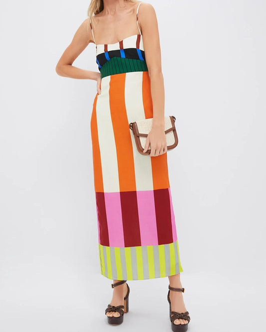 Clara | Robe Longue Femme Été Maxi Colorée à Rayures pour Un Style Unique 0