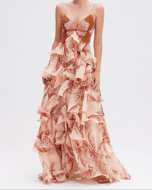 Clara | Robe Longue Femme Éthérée à Volants pour Soirée Élégante 0