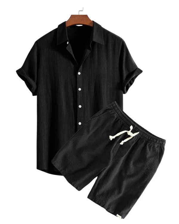 Élias | Ensemble Été Homme en Lin avec Chemise Courte et Short Décontracté 0