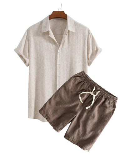 Élias | Ensemble Été Homme en Lin avec Chemise Courte et Short Décontracté 2