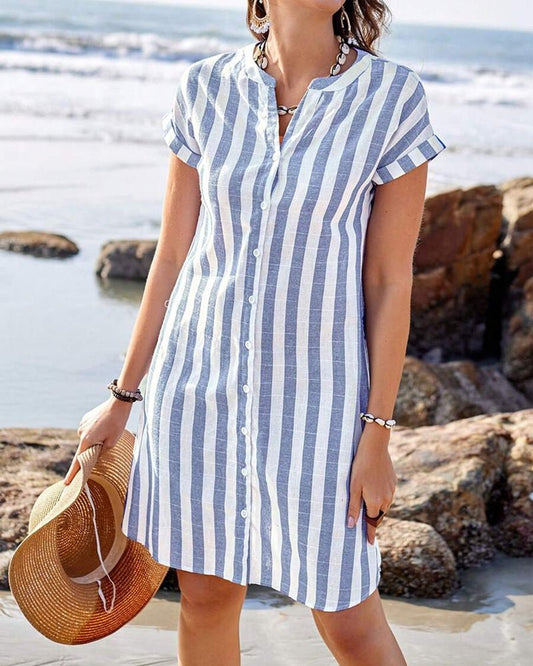 Élise | Robe Chemise Rayée Élégante pour Femme 0