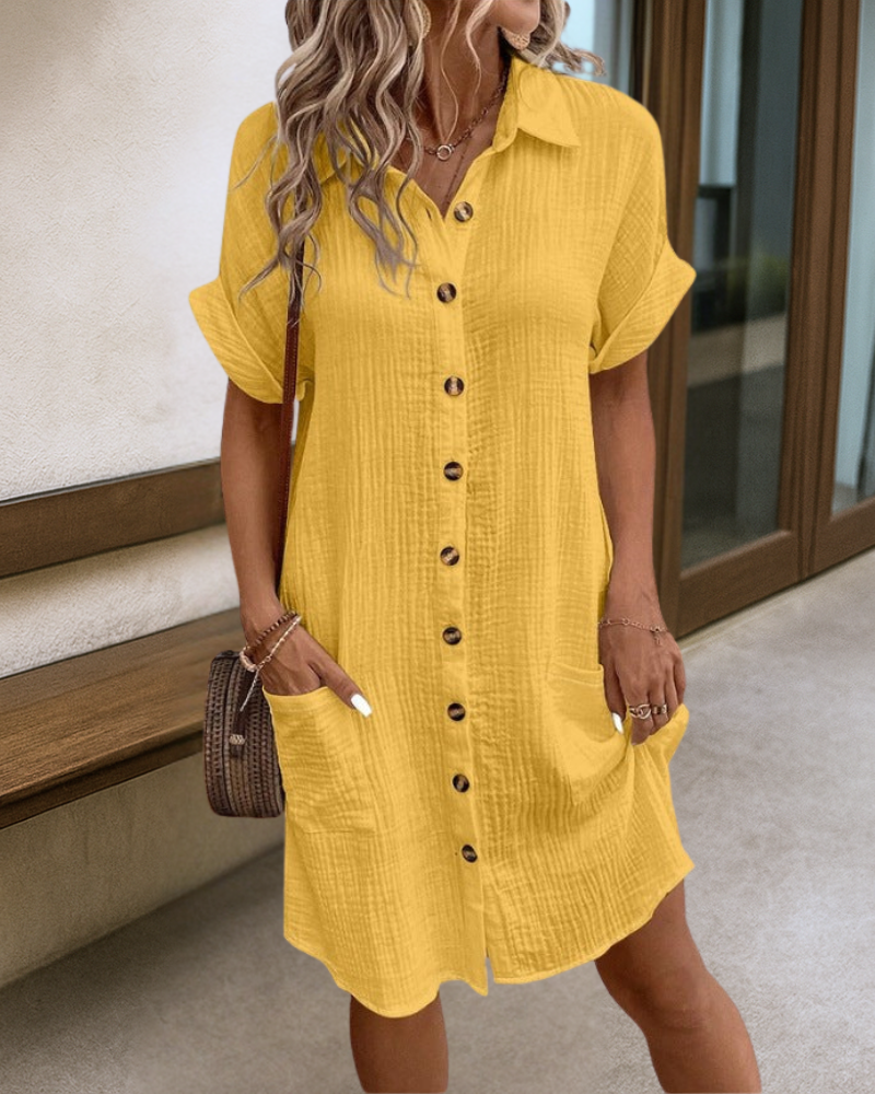 Élodie | Robe Femme Chemise Boutonnée Chic en Coton pour Été 1