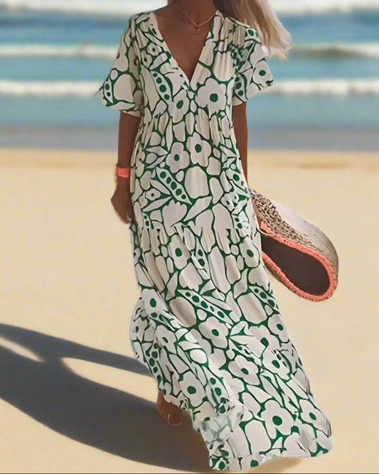Élodie | Robe Longue Fluide à Imprimé Floral Élégante pour Femme 0
