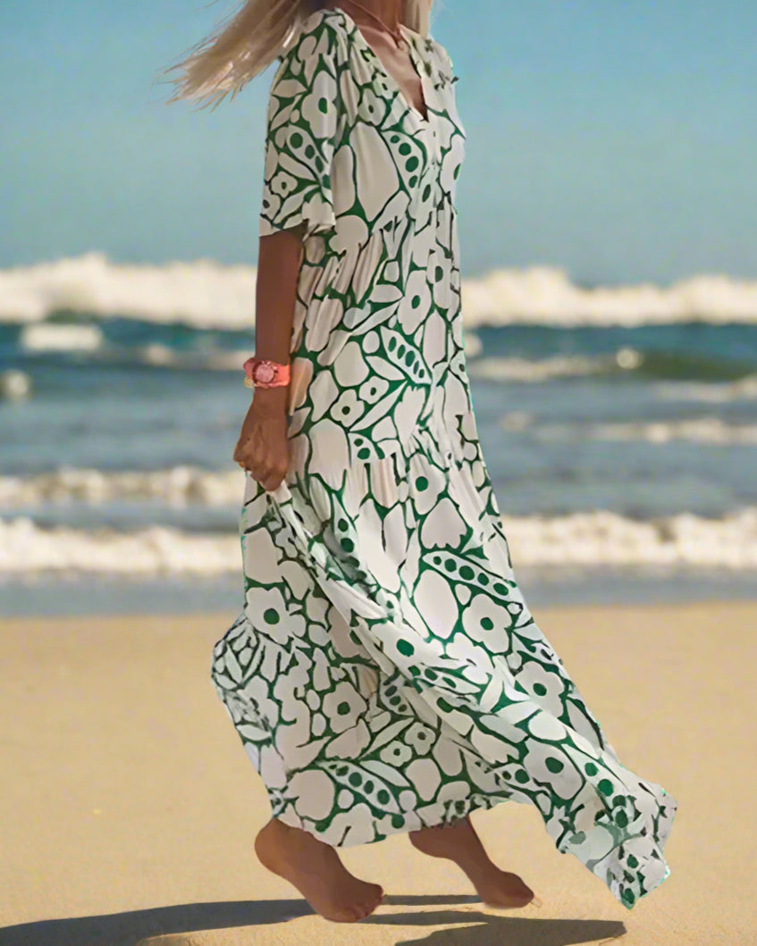 Élodie | Robe Longue Fluide à Imprimé Floral Élégante pour Femme 1
