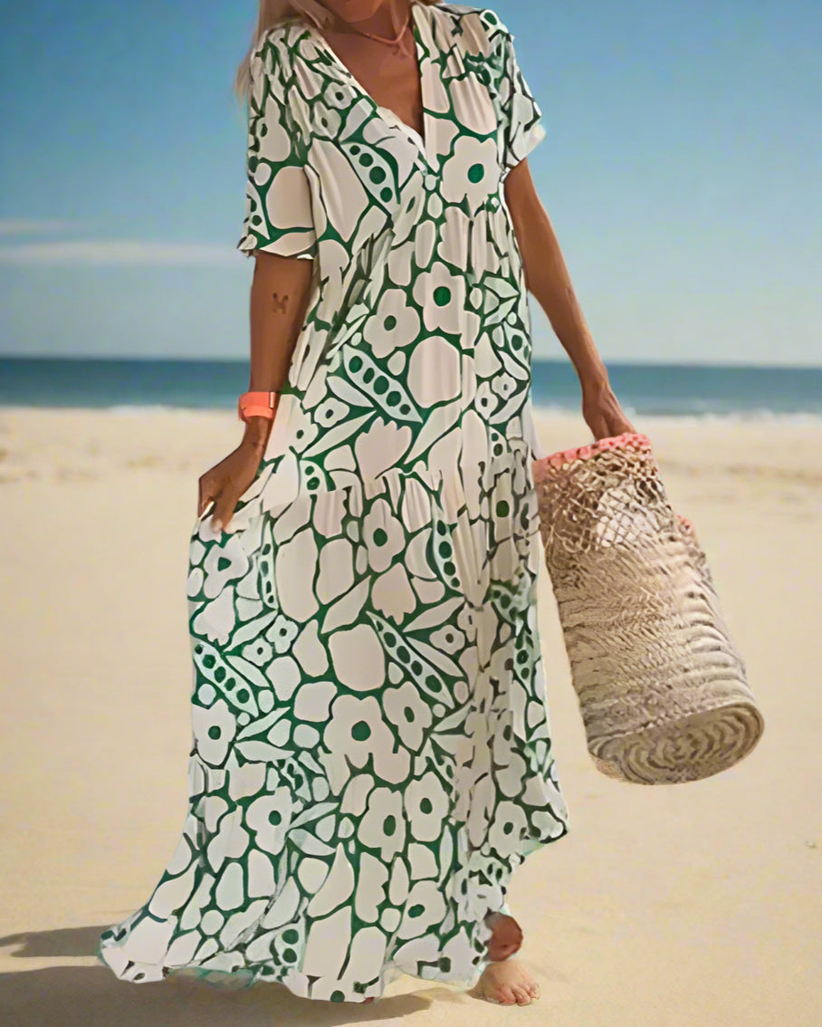 Élodie | Robe Longue Fluide à Imprimé Floral Élégante pour Femme 3