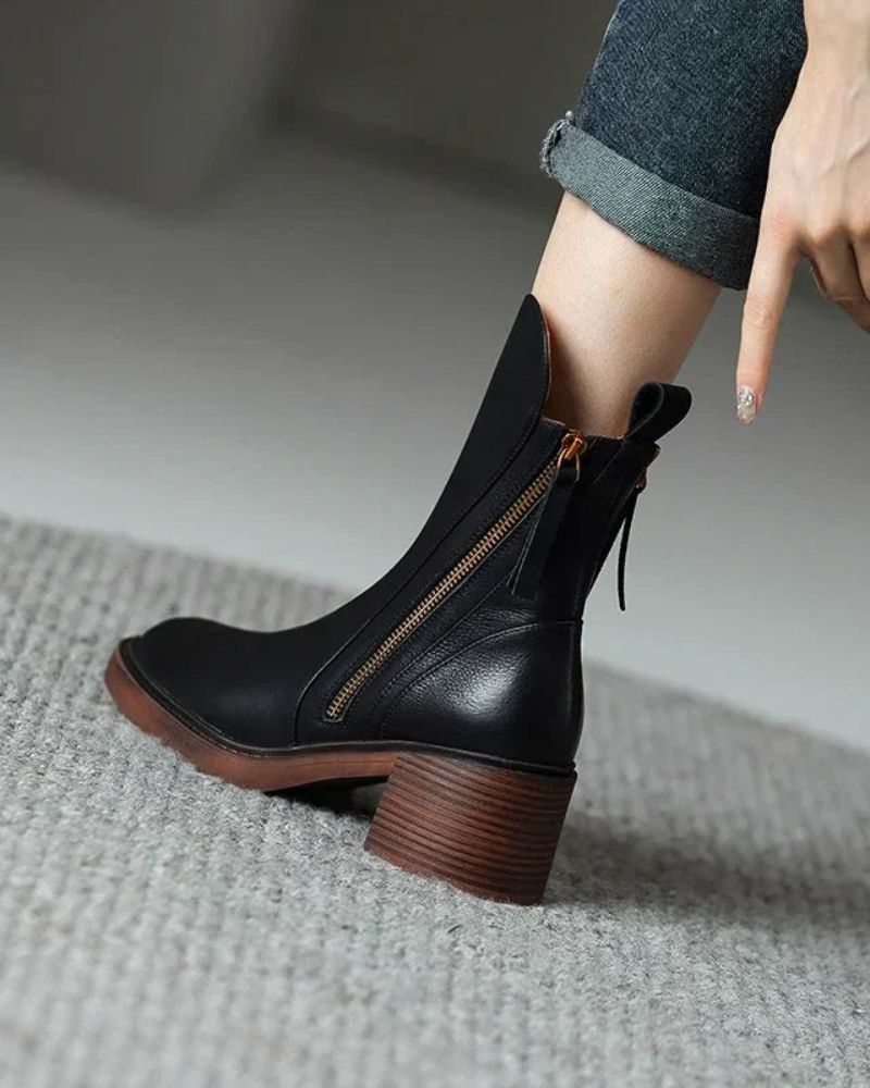 Léa | Bottes en cuir noir confortables et élégantes pour femmes 1