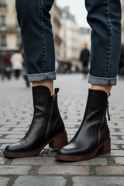 Léa | Bottes en cuir noir confortables et élégantes pour femmes 3